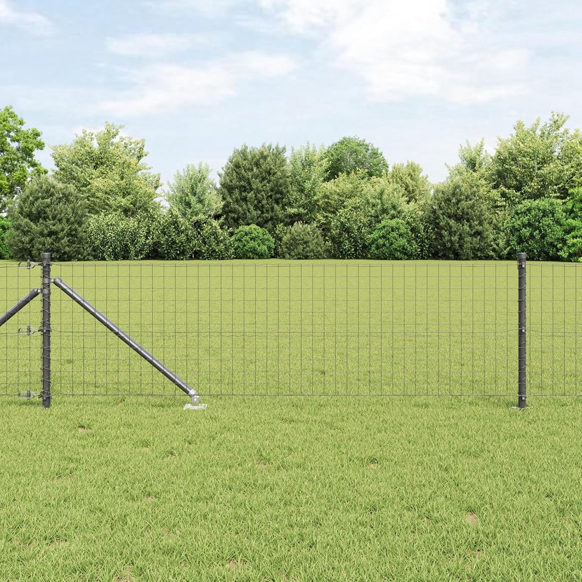 Palen 13 stuks grijs Ø32mm 100 cm verzinkt staal hekstangen metalen palen stalen palen voor draadhekken tuinhek binnenplaats kippenhok wilgenhek buiten 42004255