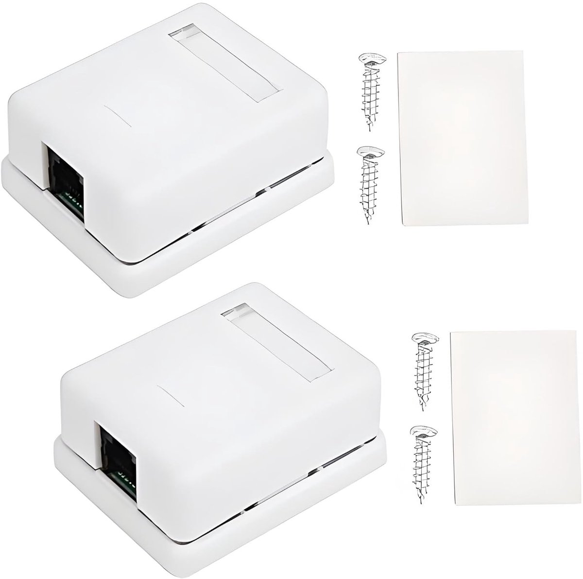 Opbouwdoos RJ45 - 2 stuks - Cat6 - Met ingebouwde schroeven - Voor netwerkaansluiting