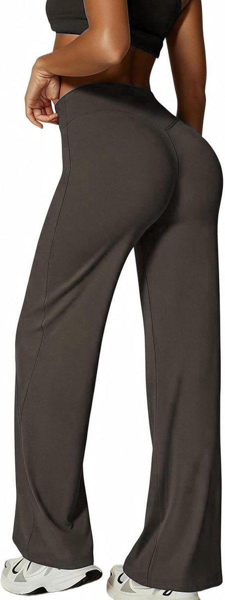 Yogabroek voor dames, leggings, hoge taille, elastische uitlopende vrijetijdsleggings, sportbroek, buikcontrole, vrijetijdsbroek, bootcut, leggings, workout, bootleg, fitnessbroek, joggingbroek