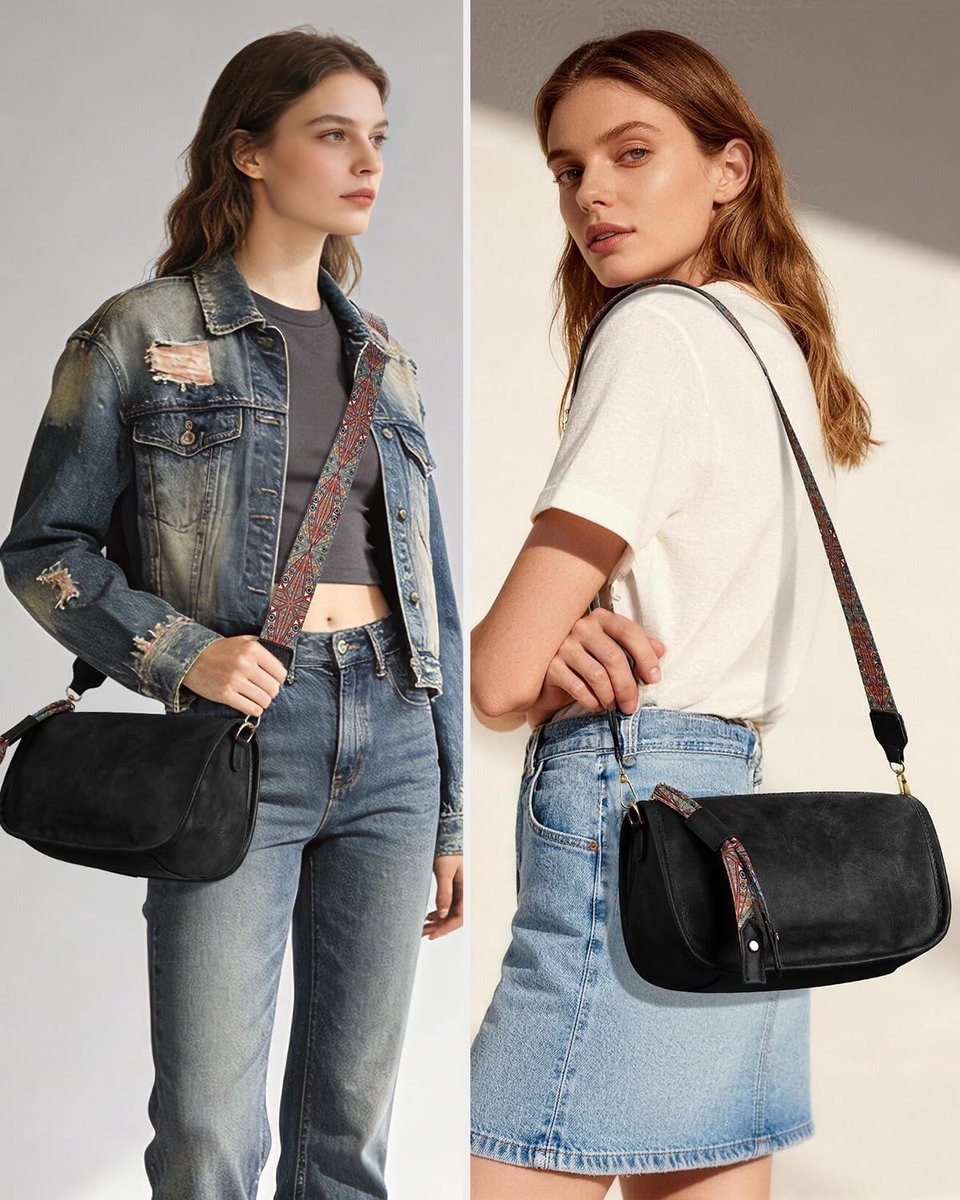 crossbodytas voor dames, kleine handtas met brede boho-schouderriem, veganistisch lederen telefoontas voor dames