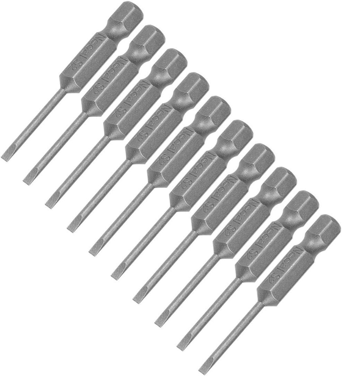 Schroevendraaier Bits 2mm Slotted Tip - Magnetisch - 1/4 Inch Hex Schacht - 2 Inch Lengte - S2 Staal