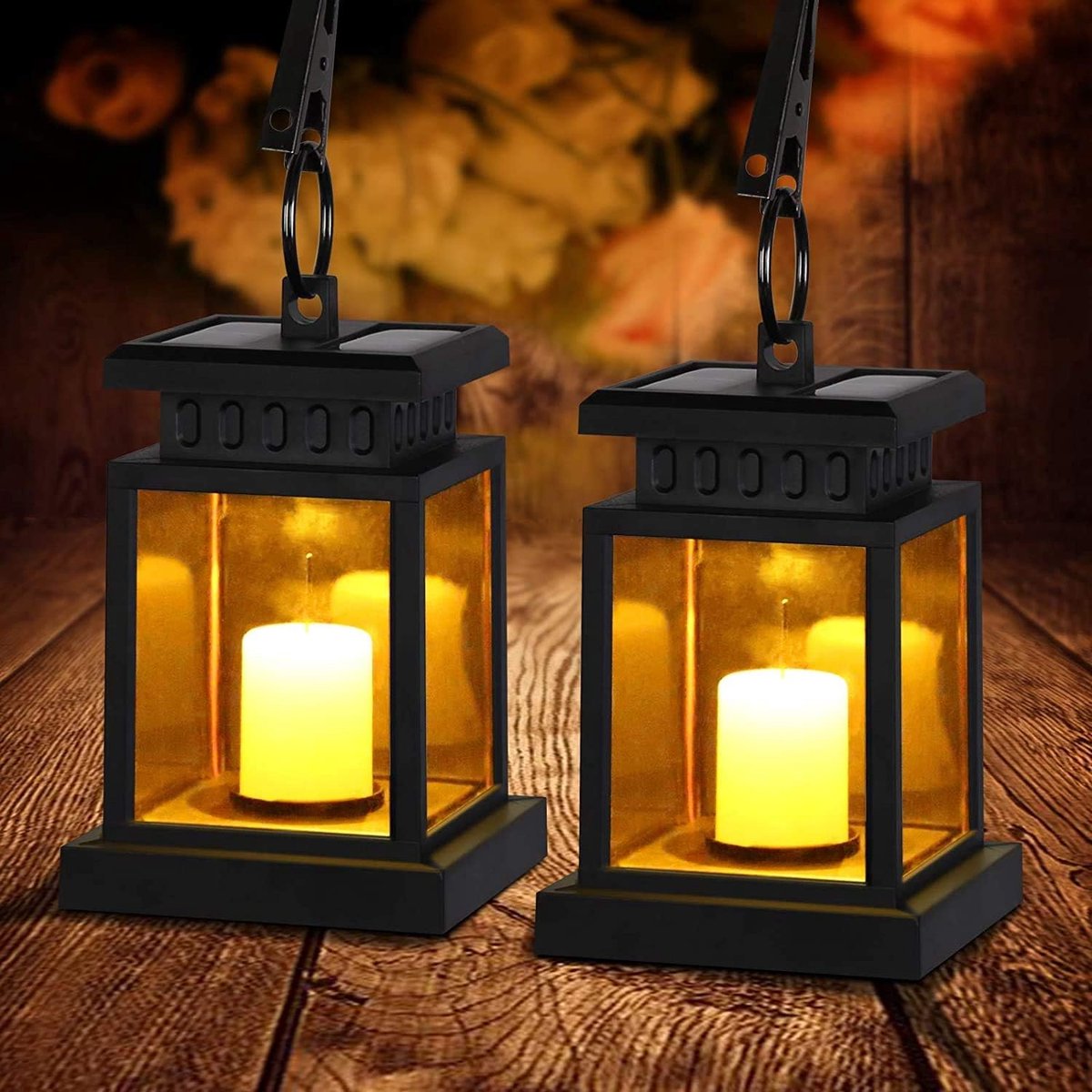 Solar Lantaarns 2 Stuks - LED Kaars - Hangend met Flikker Effect - Decoratie voor Tuin en Patio