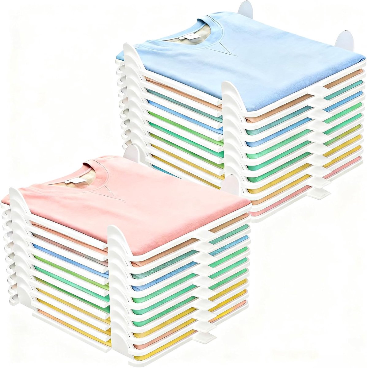 20 stuks kastorganizer, organizer voor kleding, opbergruimte, stapelbaar, voor volwassenen en kinderen, kledingorganizer voor T-shirts en overhemden