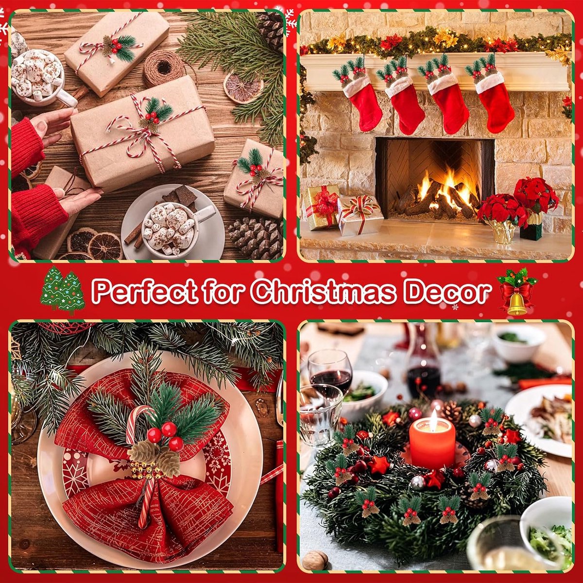 30 Stuks Kersttak Bessen - Tak met Hulst - Hulstbessen - Kersttakken - Diy Dennentakken Kerstdecoratie - Met Bessen en Dennenappels - Kerst Decoraties - Versieren Van Kerstkrans/Stukjes – foto 2