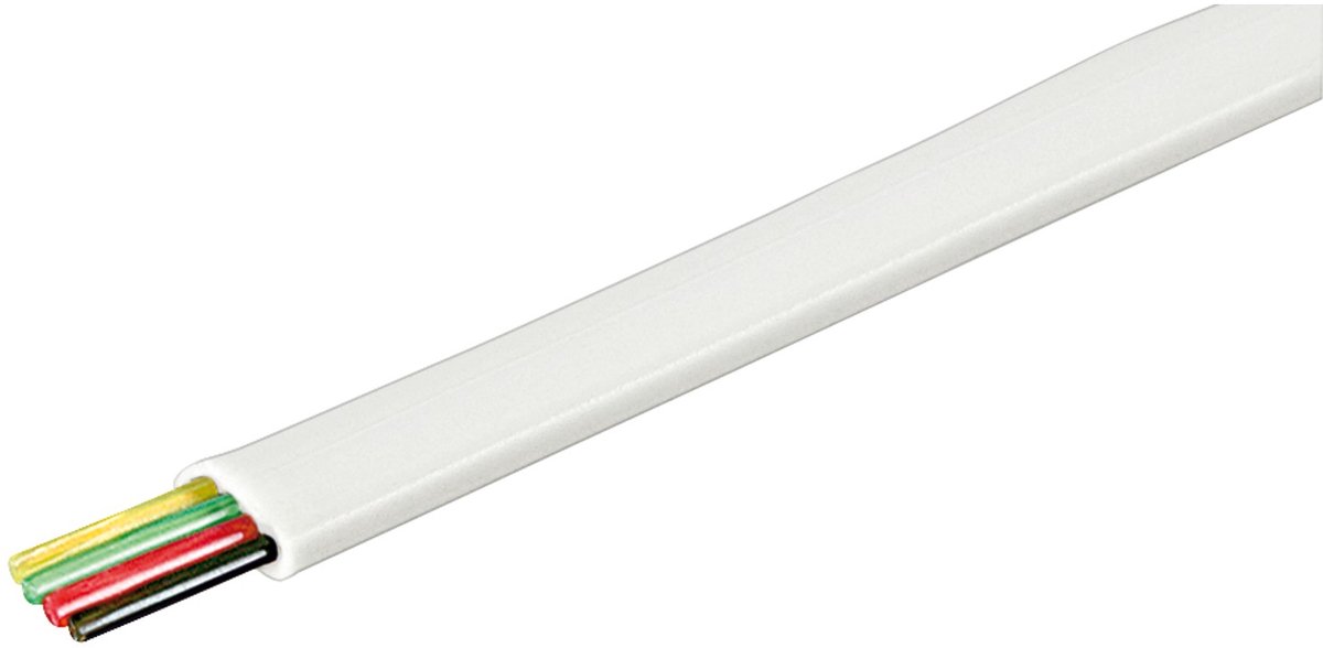 Goobay Platte telefoonkabel 4-draads, 100 m rol, AWG 28, CCA (met koper bekleed aluminium)