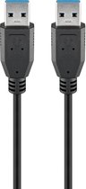 Goobay USB-A datakabel 0,5 m zwart, USB 3.0 met 5 Gbit/s en 15 W laadvermogen, drievoudig afgeschermd