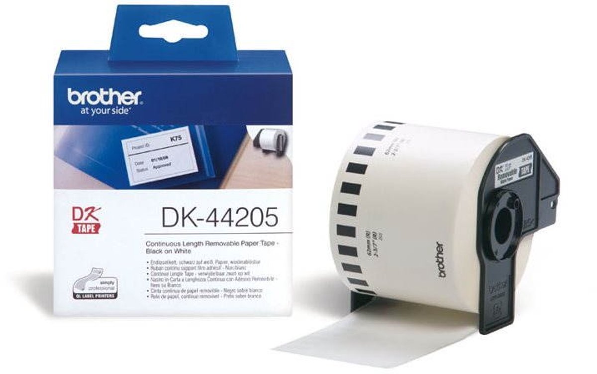Comix etikettenrol Brother DK-44205, 62mm x 30,48m, houder + etiketrol