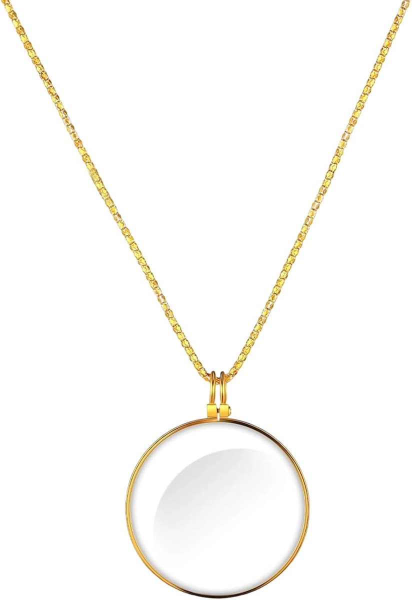Ketting, 5x vergrootglas monocle hanger met ketting, oculair voor het lezen van krantenkaart, sieraden, handwerk, handwerken, gouden