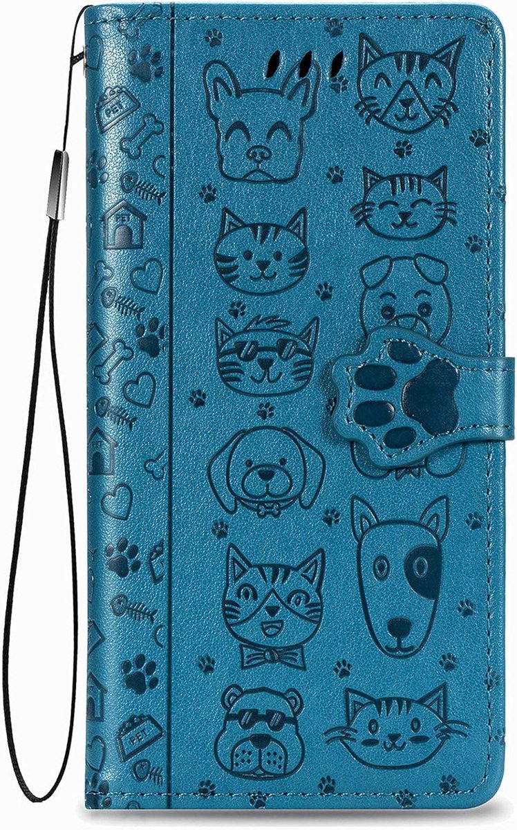 Hoesje voor Xiaomi Redmi Note 14 Pro 5G / POCO X7, premium lederen portemonnee hoesje met schattige kat hond reliëf patroon [kaartsleuven] [Kickstand] [Inner TPU Shell] Flip Cover voor POCO X7,