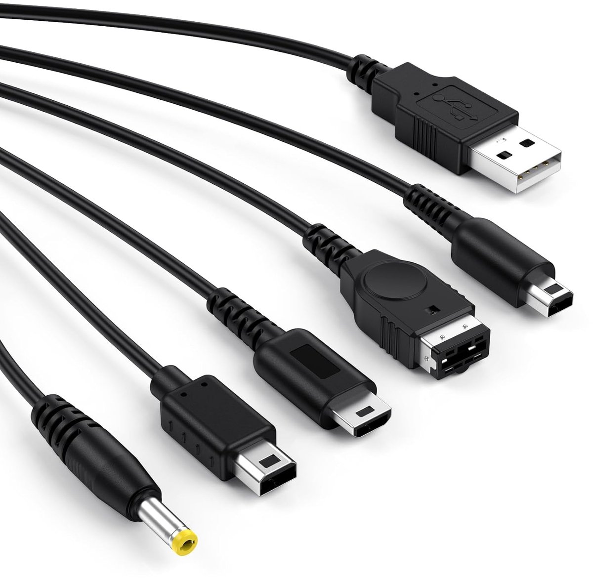 5-in-1 USB-oplaadkabel compatibel met DS Lite/NDS/New 3DS XL/New 3DS/3DS XL/3DS/2DS/DSi XL/Wii U/Gameboy Advance SP (GBA SP)/PSP1000/2000/3000 (1)