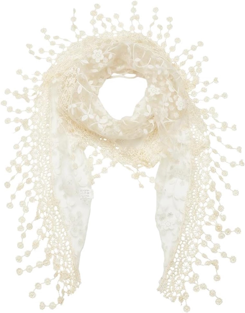 Kanten sjaal/hoofdband Vintage zachte driehoekige sjaals Haarband Bloemenpatroon Doorschijnende stof Bloemenrandversiering Polyester hoofdbanden voor dames Haaraccessoires Feest Bruilo