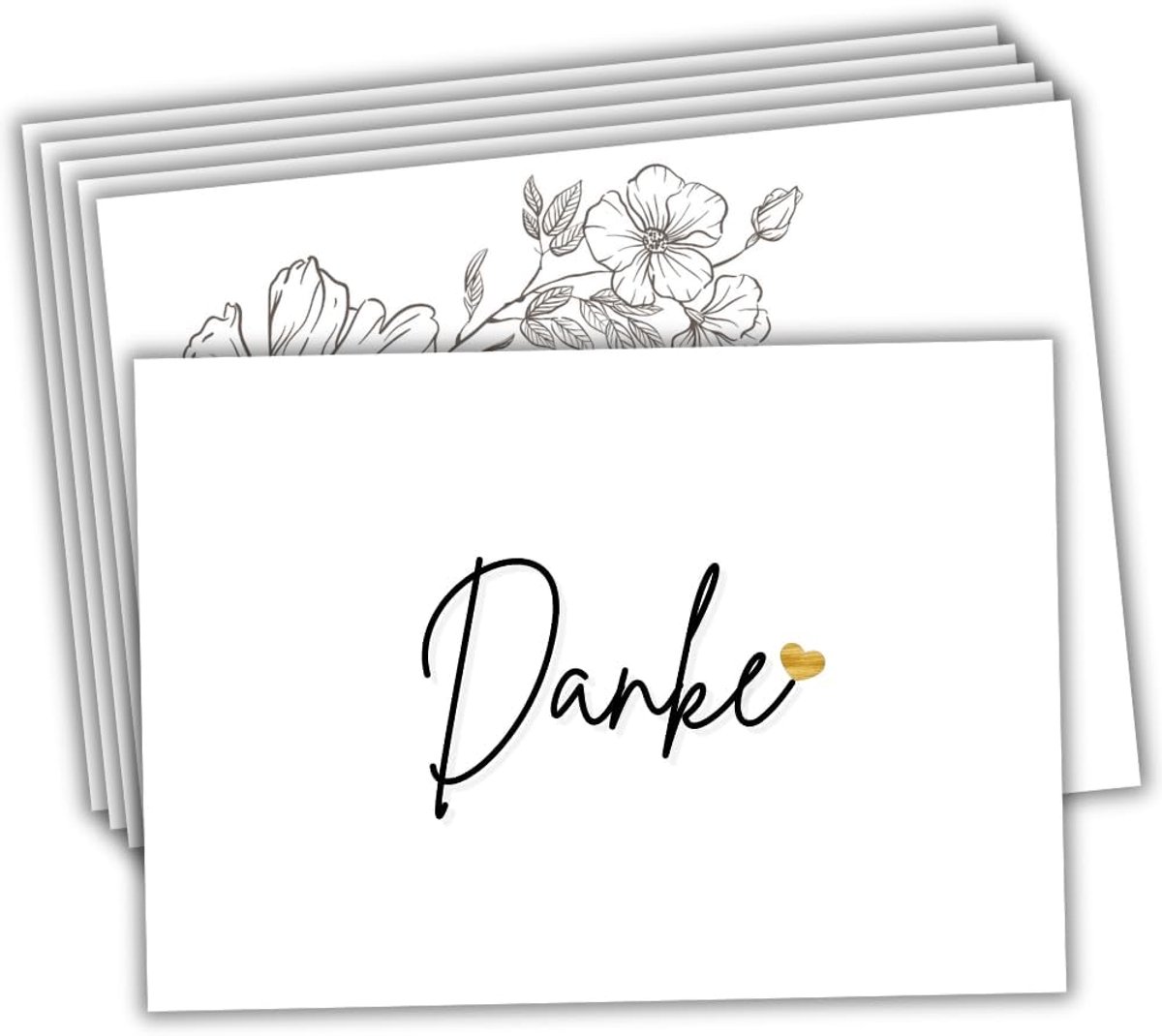 10 bedankkaarten met enveloppen, eenvoudig "Dank"-design, posterkaarten 10,4 x 14,8 cm, kaarten om te danken voor bruiloft, verjaardag, verjaardag, doop, communie, feest of ruhestand