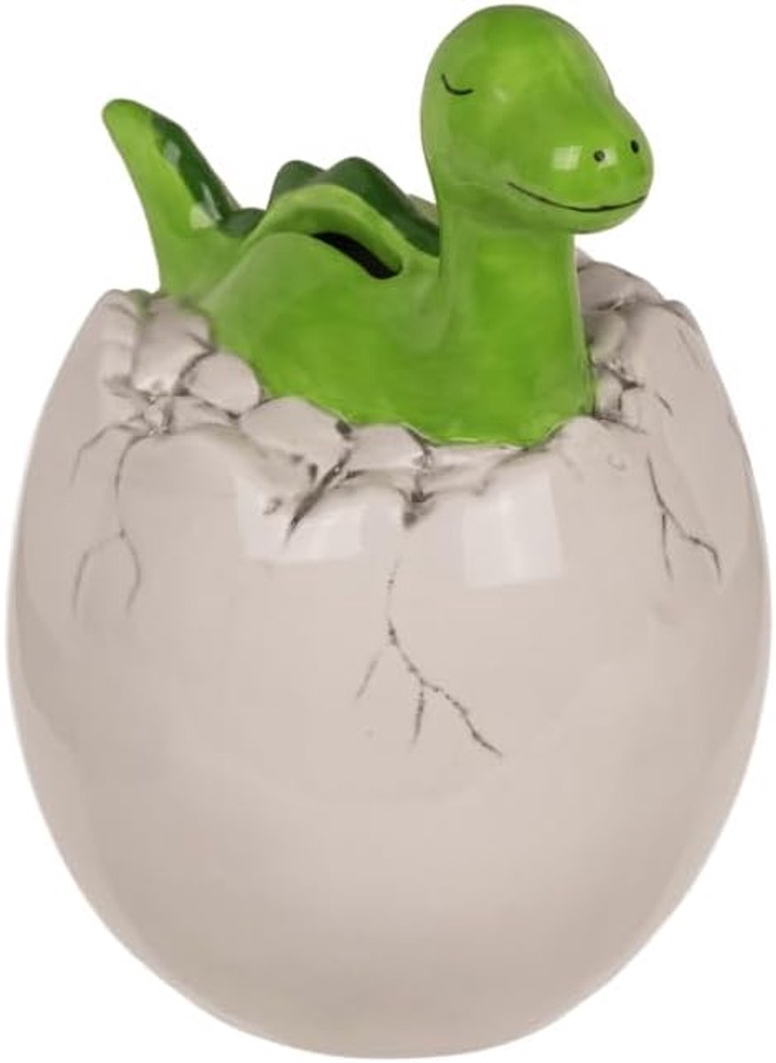 Spaarpot van keramiek met ei met deksel en sleutel, 15 x 11 cm, originele spaarpot als cadeau