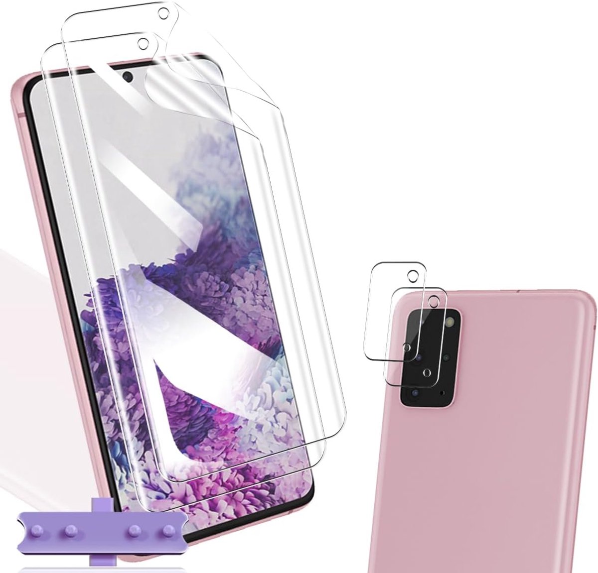Displaybeschermfolie voor Samsung Galaxy S20 Plus, gehard glas, 2 + 2 stuks, HD-film, TPU, flexibel, geen luchtbellen, gevoelige aanraking, bescherming voor Samsung Galaxy S20 Plus