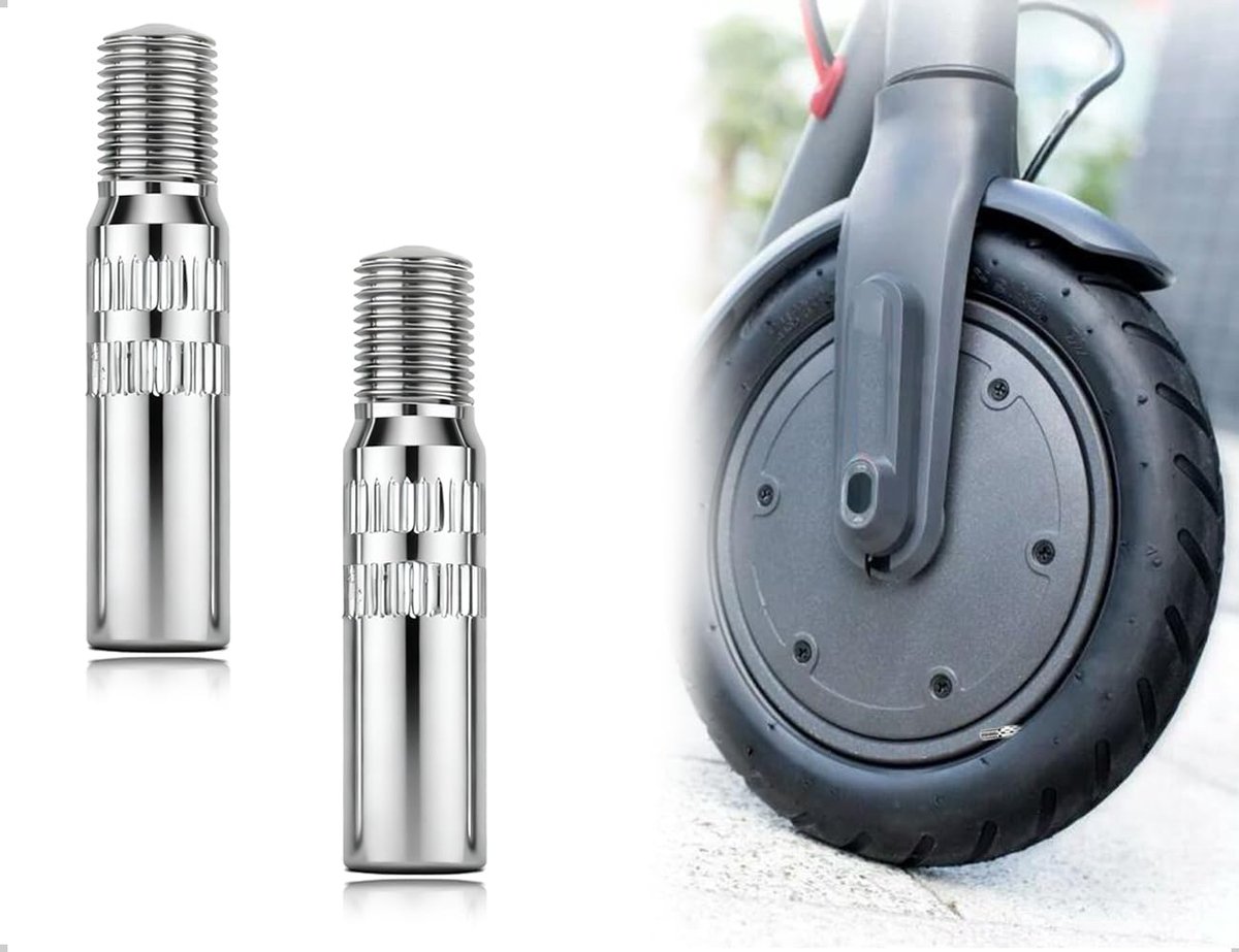 2 ventieladapters, ventielverlengingen voor auto's, met schroefdraad, compatibel met Xiaomi-scooters, voor scooters, vrachtwagens, bestelwagens, caravans en auto's (39 mm, zilver)