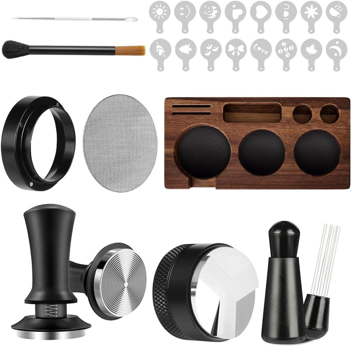 Tamperset met tamperstation voor barista koffie tamper station barista accessoires universele koffie tamping standaard voor zeefdrager tamper caffee leveler WDT tool