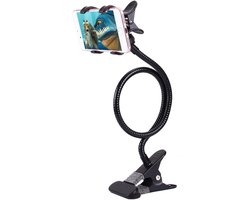 Metalen lange arm luie beugel houder met telefoonklem en bureauclip. Multifunctioneel: desktop, bedhoofdeinde, auto, Sofa. voor Weimei We Plus - zwart