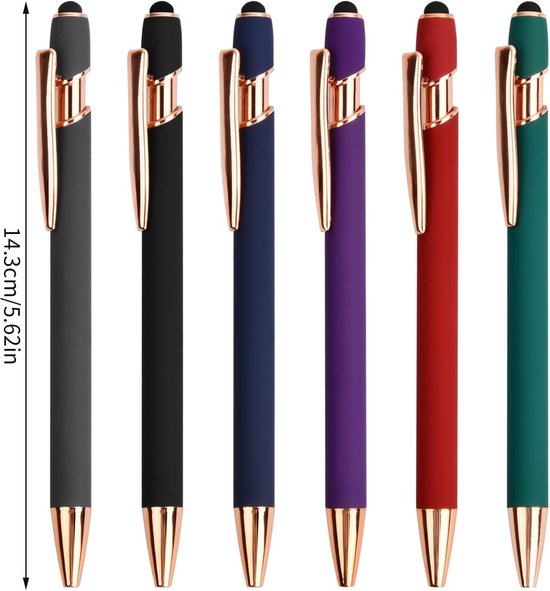 6 capacitieve styluspen, gepersonaliseerde balpen, balpen met touchscreen, universele stylus van rubber voor iPhone Pro Air Mini, Samsung Galaxy, Huawei Tablet en alle smartphones — afbeelding 2