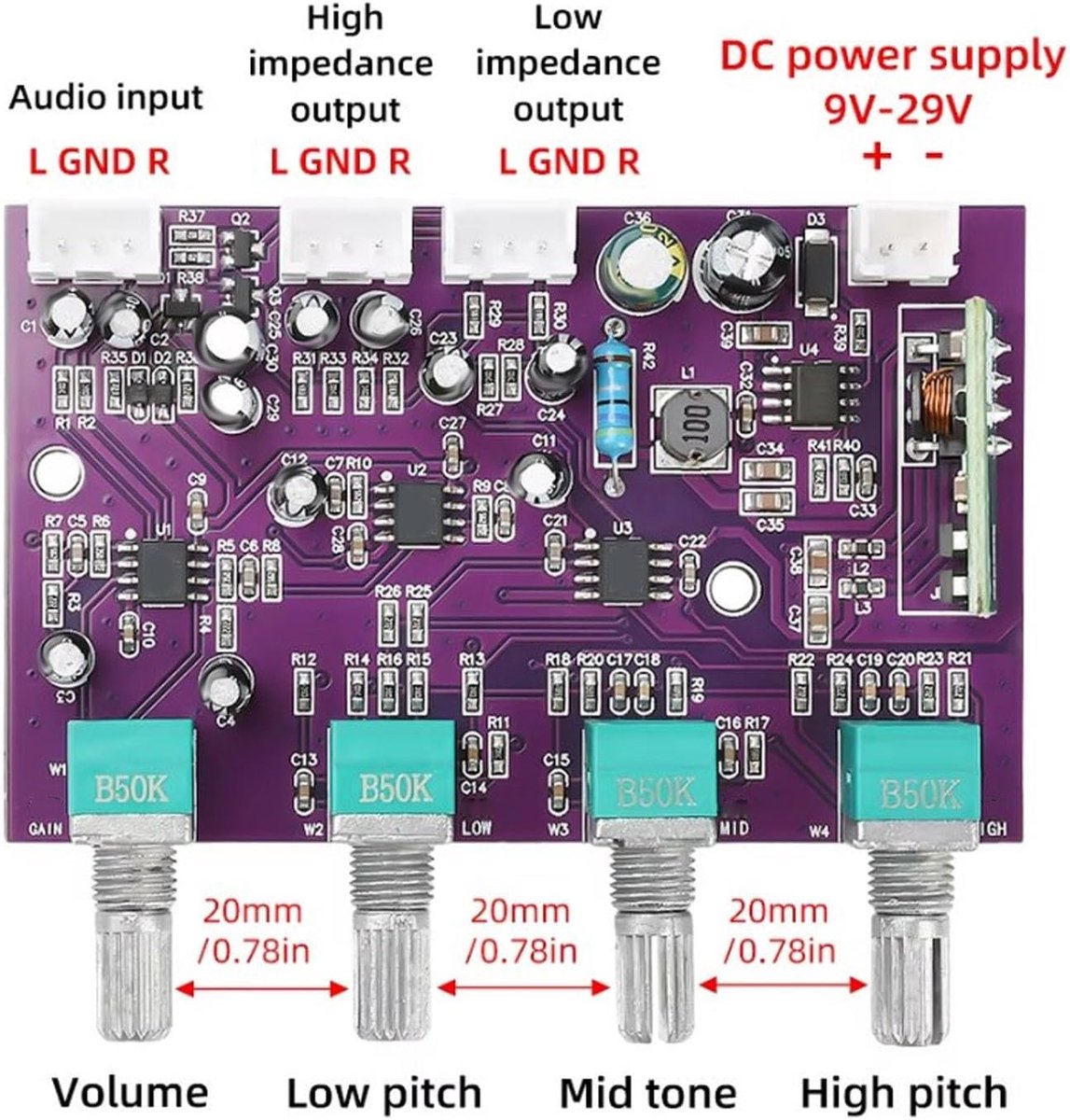 Voorversterker Toonregeling Bord Hifi Audio Versterker Module voor Geluidsapparatuur Luidsprekers