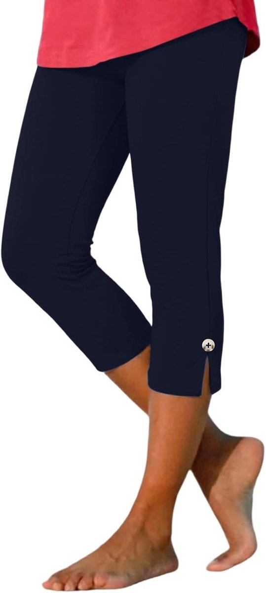 Damesbroek 7/8 kort, casual, effen, modieus, knoopsluiting aan de voorkant, ideaal voor dagelijks gebruik, comfortabel en elegant.