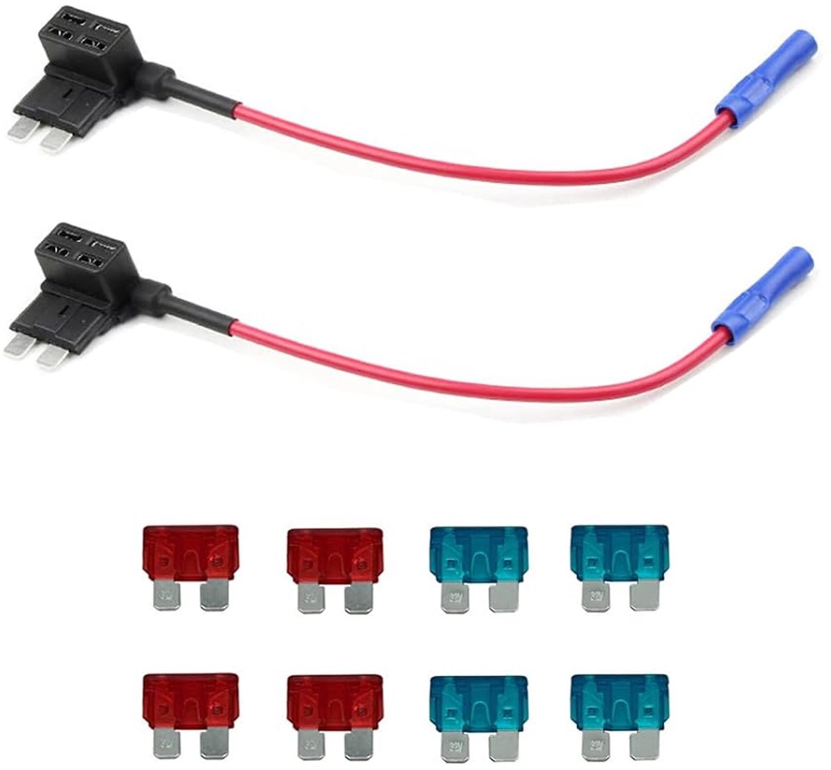 Truck 2-delige 16 gauge Add-a-Circuit zekering TAP-adapter voor normale standaard mestype + 8 standaard zekeringen (10A, 15A)