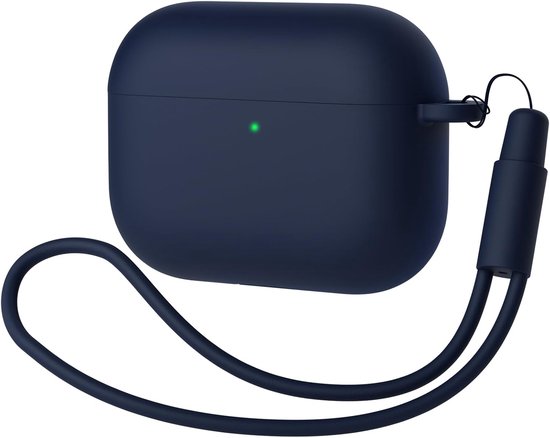 2 stuks Mocarheri hoes compatibel met AirPods Pro 3 (2025), beschermende siliconen hoes voor AirPods Pro 3e, zachte huid voorkant led zichtbaar siliconen hoesje (wit/donkerblauw) — afbeelding 2