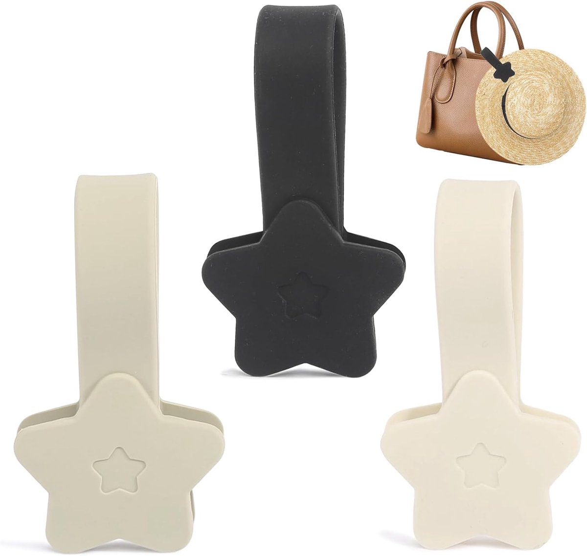 3 stuks stervormige hoedclips met 3 kleuren, draagbare magneetclips voor reisaccessoires, handtas, rugzak en bagage, multifunctionele magnetische hoedhouder voor dames en kinderen (3 kleuren)