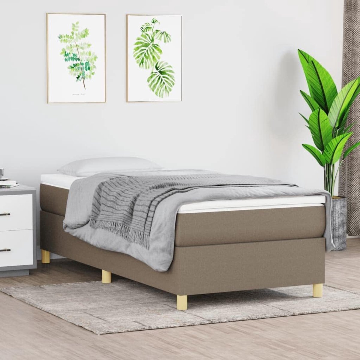 Stof Stevige poten boxspringbedframe Taupe 80x200 cm