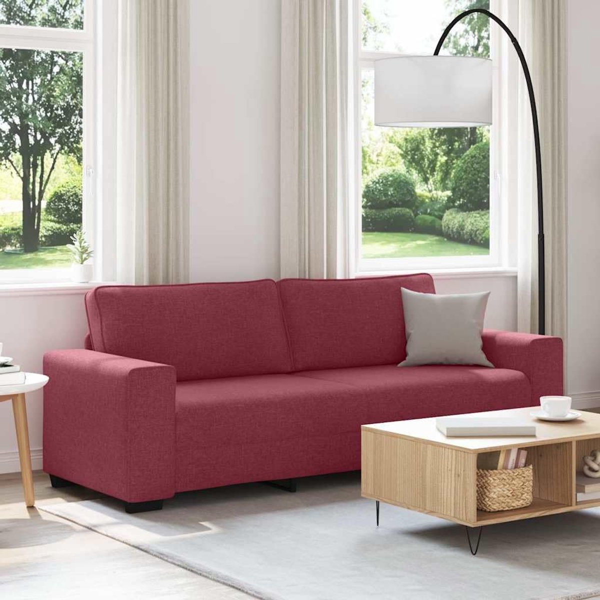 3-zitsbank 180 cm stoffen bekleding polyesterweefsel woonkamer zitmeubel met brede armleuningen en robuust houten metalen frame voor hoog comfort en stabiliteit op kantoor