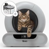 Vivex® Automatische Kattenbak met Draadloze Drinkfontein + 6 Filters en Cleaning Tool – Zelfreinigende Kattenbak - Elektrische Kattenbak Inclusief App – 75L - incl Matje en 5 Rollen opvangzakjes - XXL