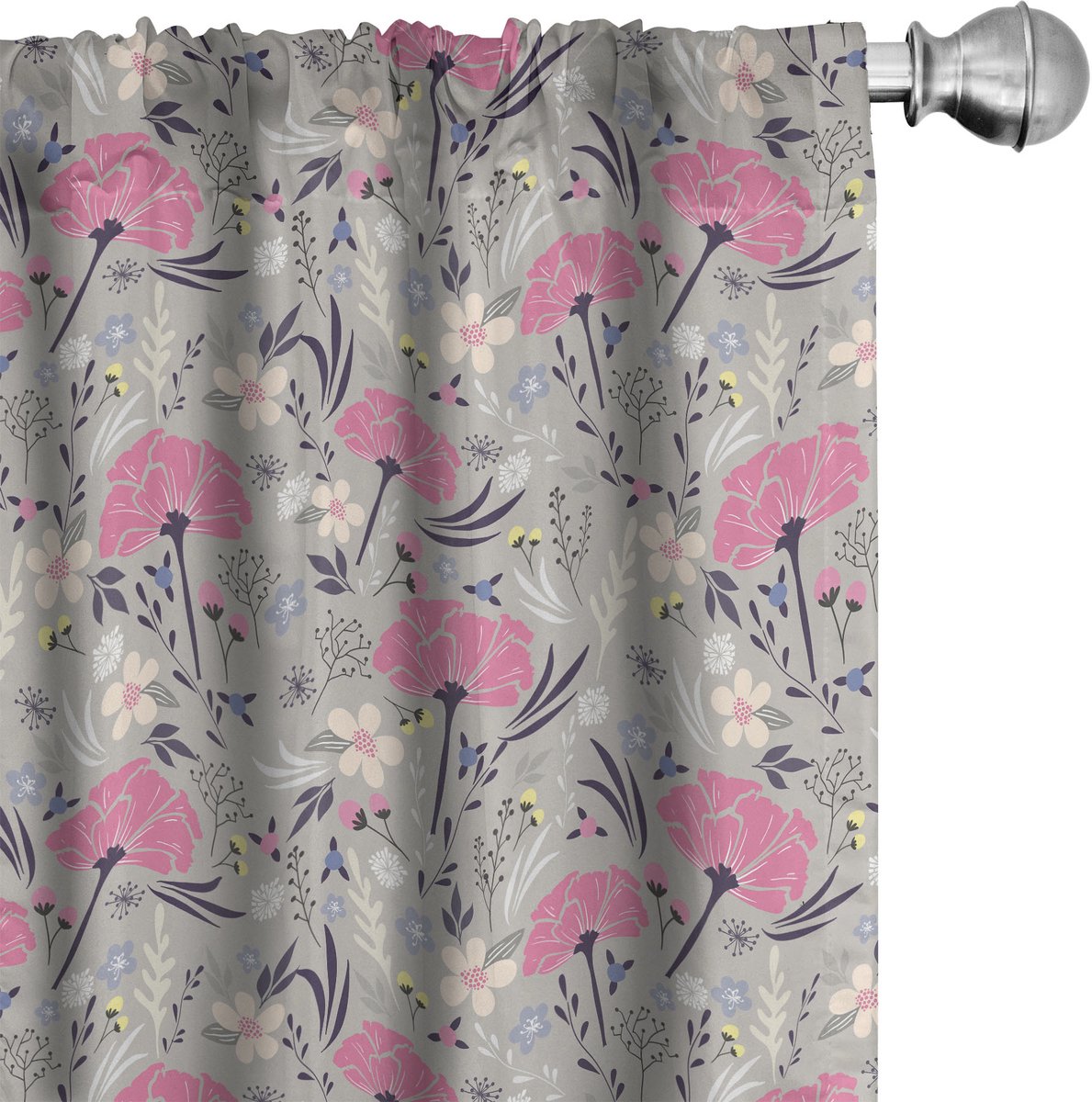ABAKUHAUS Bloemen Raamgordijnen, Repeating Paardenbloem, Lichtgewicht decoratieve 2-delige set met roedezak, 2 stuks 75 cm B x 245 cm L, Meerkleurig