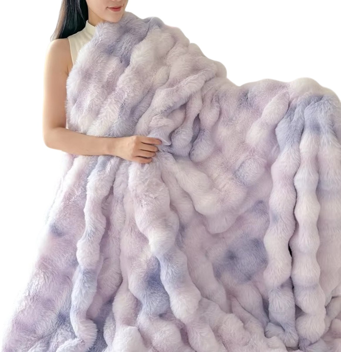 rimmo Pluche Zachte Winterdeken – Maat 180x200cm – Blauw – Donzige Kunstmatige Bontdeken, Dikke Warme Deken voor Koude Nachten, Comfortabele Fluffy Bank- en Beddeken voor Slaapkamer, Woonkamer, TV & Ontspanning