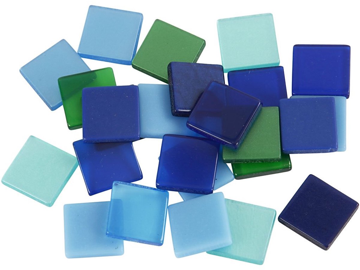 Mozaïek, afmeting 10x10 mm, blauw/groene harmonie, 25 g