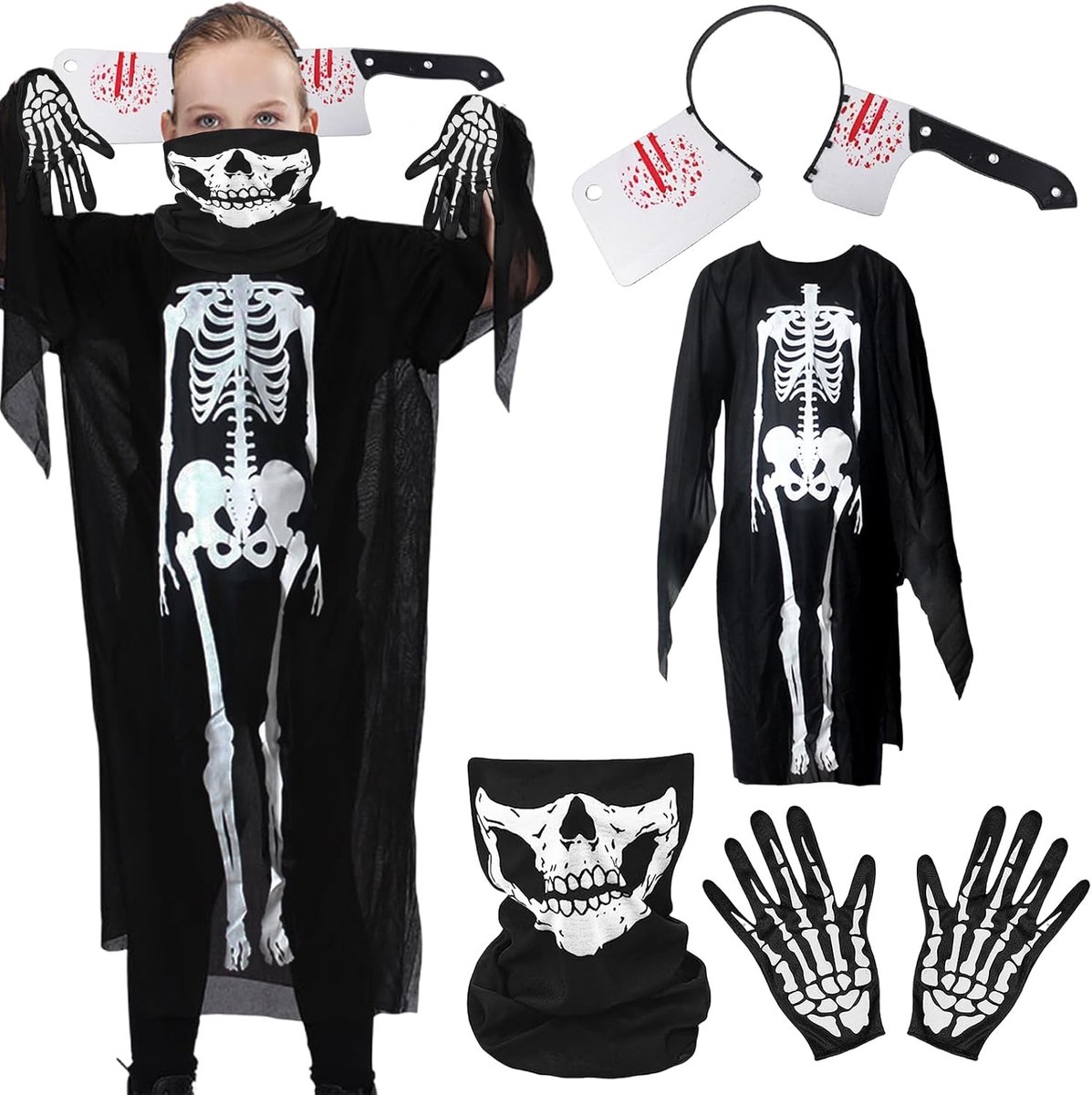 90 cm, Halloween kinderkostuum, skeletkostuum, skeletkostuum, Halloween kinderen, skeletkostuum, skeletkostuum voor cosplay, Halloween-party, carnavalskostuum