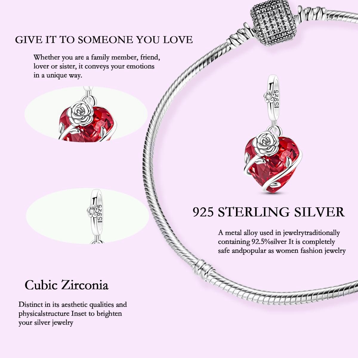 Bedels en kralen voor dames, 925 zilver, compatibel met Pandora Europese armbanden en halskettingen voor dames — cadeau in Sieraden - foto 6