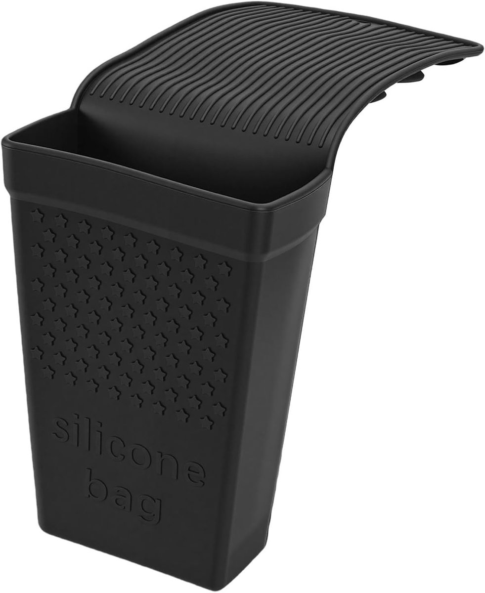 Hittebestendige Siliconen Haarijzeren Mat en Etui met Sterke Zuignap, Siliconen Krultanghouder, Houder voor Heet Haargereedschap, Houder voor Stijltang, Stijltang (BLACK)