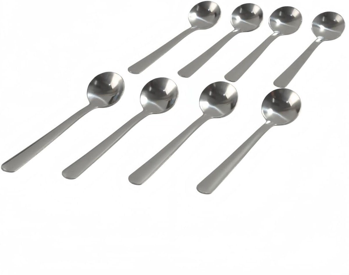 8 stks roestvrijstalen mini-kruidenlepels, 9 cm kleine schep voor suikerhoning en kruiden, espresso theelepelset (zilver)