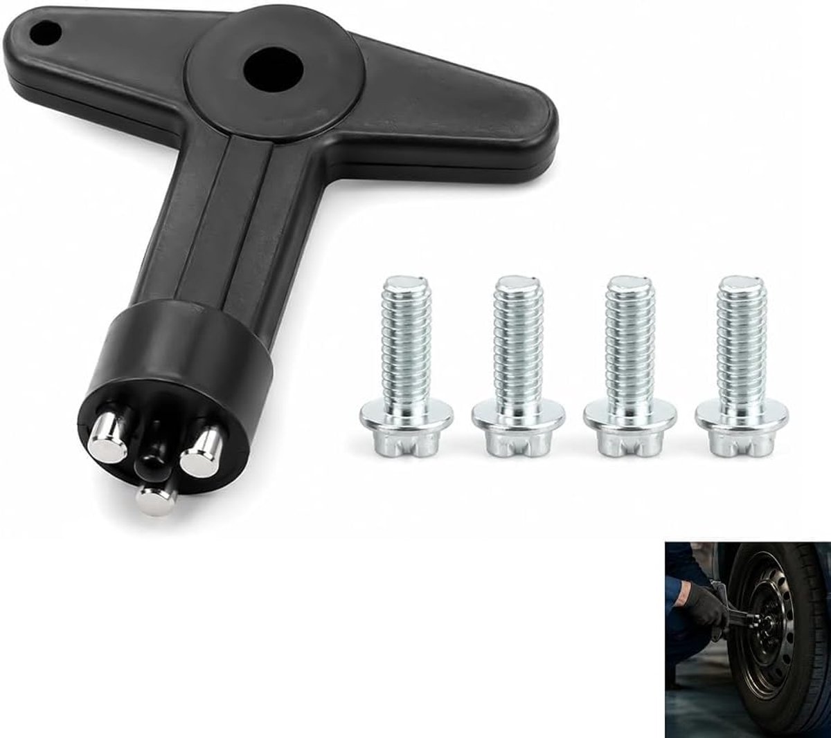 Sleutel, wielmoeren voor Renault Clio Kangoo en Opel 7700422600, veilige velgvergrendelingsbouten, antidiefstalbeveiliging, eenvoudige installatie, betrouwbaar autoaccessoire