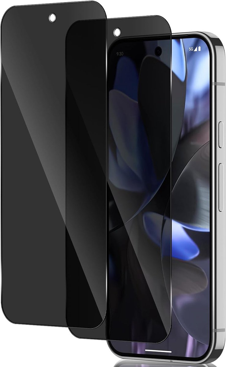 Privacyschermbeschermer voor Google Pixel 9 Pro 5G, 2-pack 9H anti-spy gehard glazen film, krasbestendig, [ondersteuning vingerafdruk] Anti-gluren schermbeschermer voor Google Pixel 9 Pro 5G