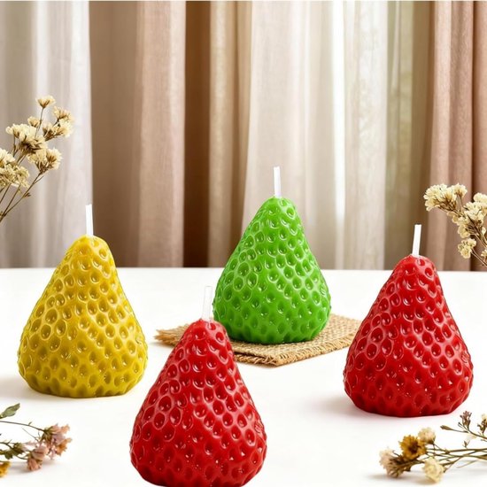 1 pakzachte en stevige siliconen aardbeienvorm, ambachten en taartdecoratie, kaarsenmakerij mal voor was, hars, zeep en chocolade (5,9 × 6,5 cm) — afbeelding 5