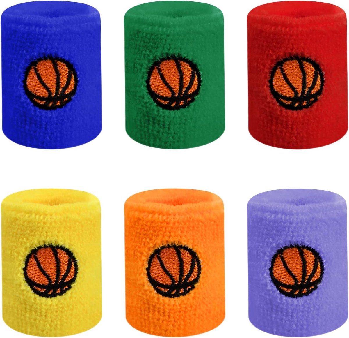 6 stuks sportarmbanden voor kinderen, voetbal, kleurrijke pols, zweetband, katoen, zweetarmband, voetbal, absorberende polsbanden, polsband, zweetband voor voetbal, basketbal, atletiek