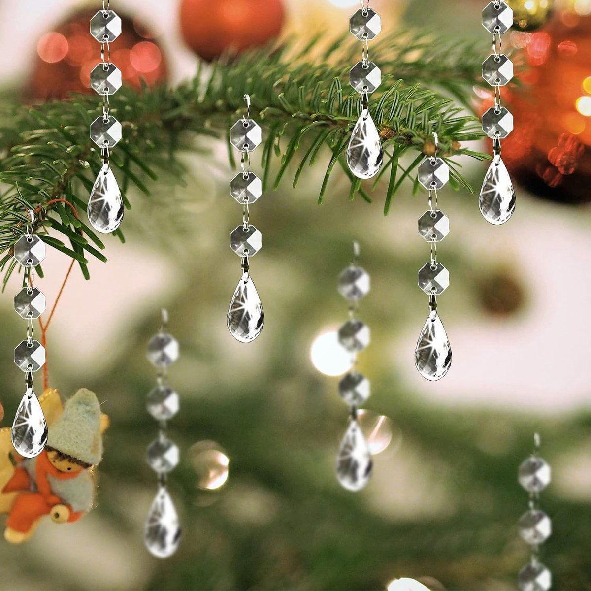 Ornamenten Kristallen Boom Decoraties, 30 Stks Acryl Heldere Opknoping Kristallen voor Centerpieces Teardrop Kroonluchter Garland Kralen voor Xmas Bruiloft Party Home Decor