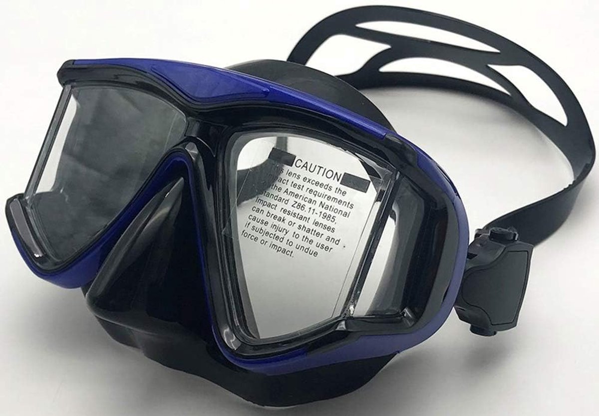 Duikmasker met dioptrie, dioptrine, harslenzen, snorkelmasker, duikbril, correctie, duikmasker, duikmasker voor volwassenen en kinderen met bijziendheid, bijziend (blauw, -1,5)