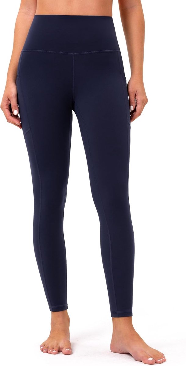 Dames Legging 7/8 met Zakken Sportlegging Hoge Taille Buikcontrole Yogabroek Trainingsbroek Joggingbroek