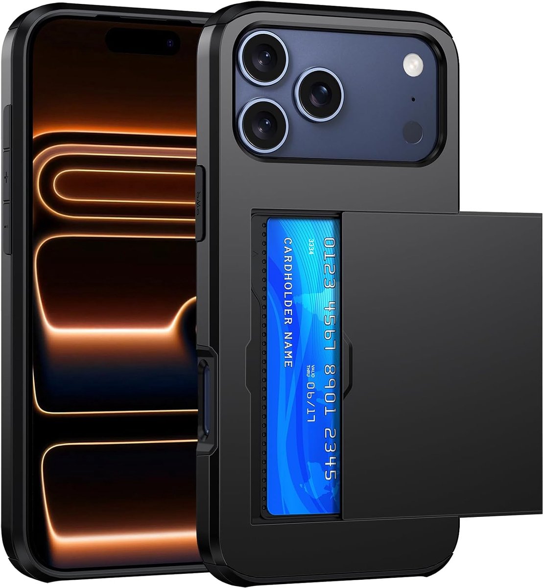 Portemonnee voor iPhone 17 Pro Hoesje met Kaarthouder, Zwart