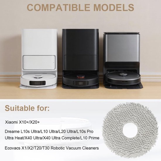 Pads, 6Pack Efficiënte Reinigingspads, Wasbaar Herbruikbaar, voor Xiaomi X10+/X20+, Dreame L10s Ultra/L10 Ultra/L20 Ultra/X40/X50 Ultra, Mova E30 Ultra/P50 Pro Ultra — afbeelding 3