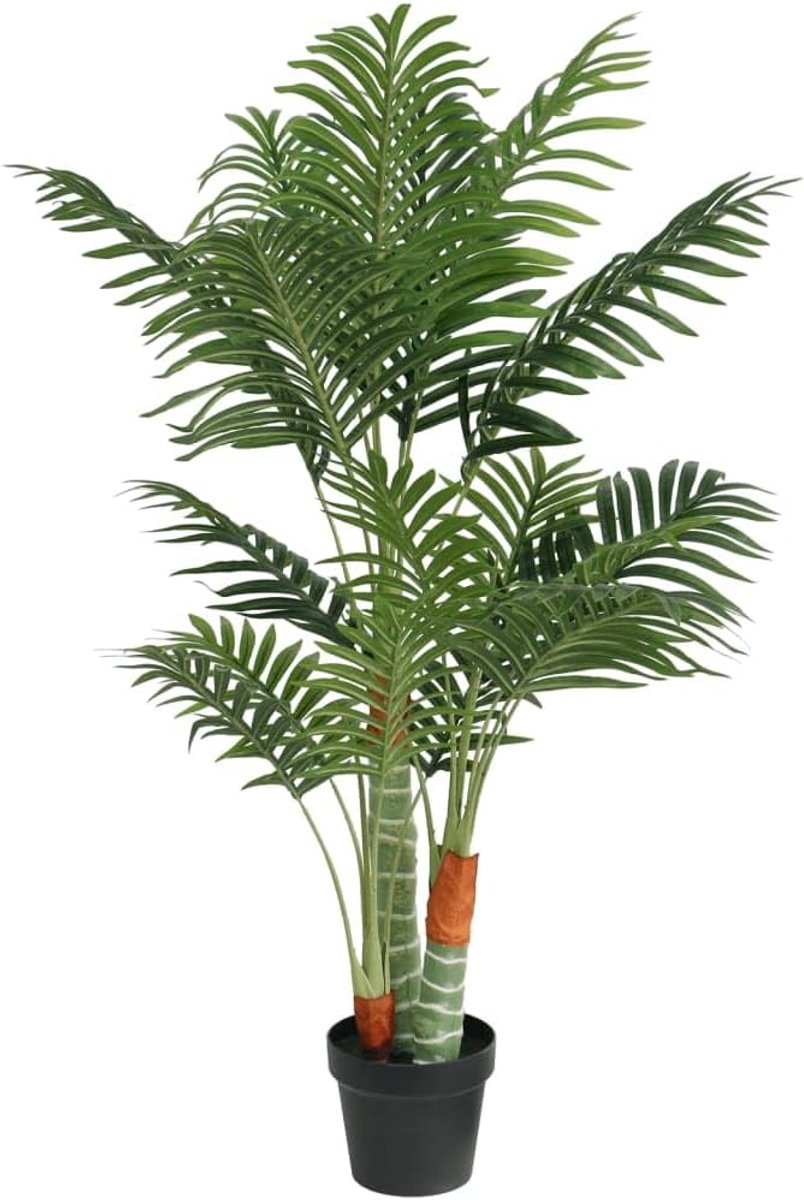 Kunstpalm, 120 cm, met 3 stammen, realistische kunstplant voor woonkamer, kantoor, balkon, onderhoudsvriendelijke decoratie, groen