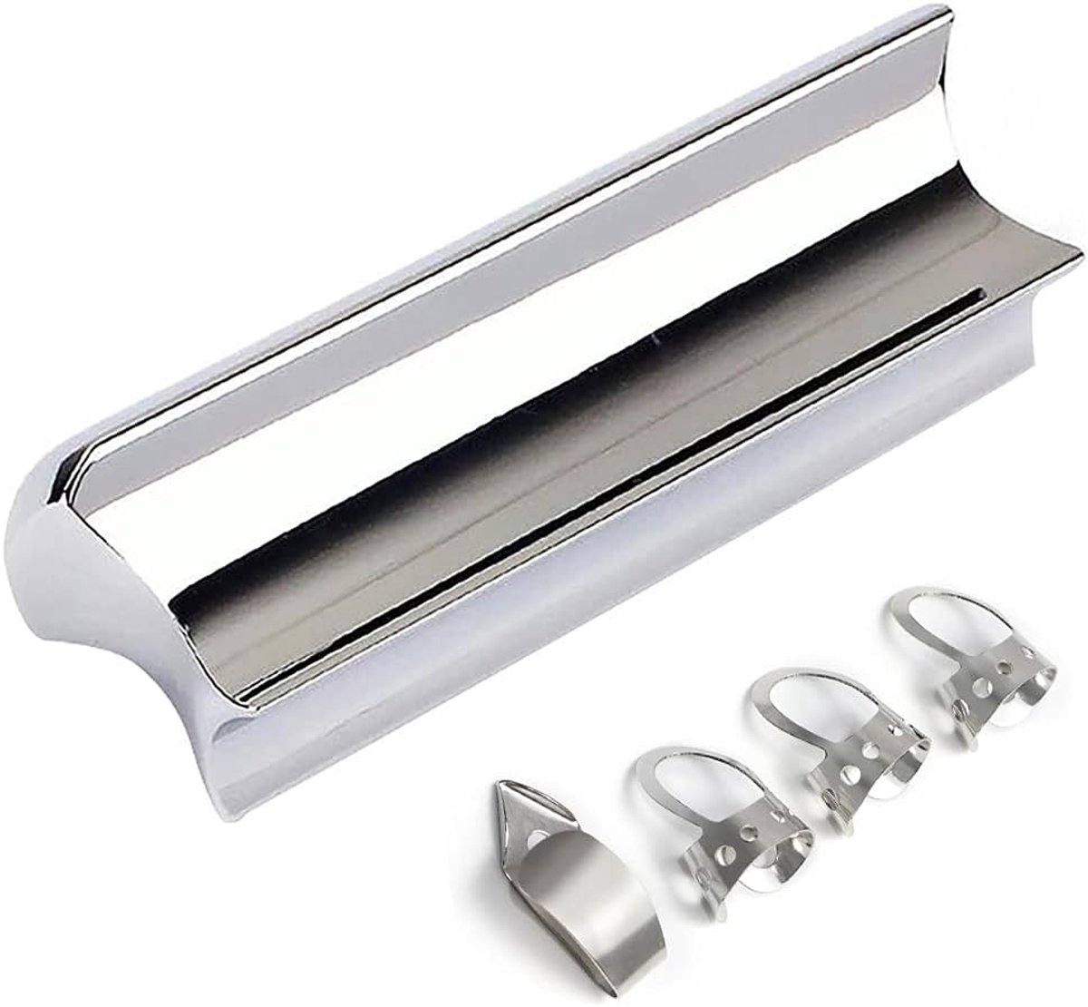 Elektrische Gitaar Tone Bar Slide Roestvrij Staal Solid Tonebar Met 3 Vinger Pick + 1 Duim Pick Zilver