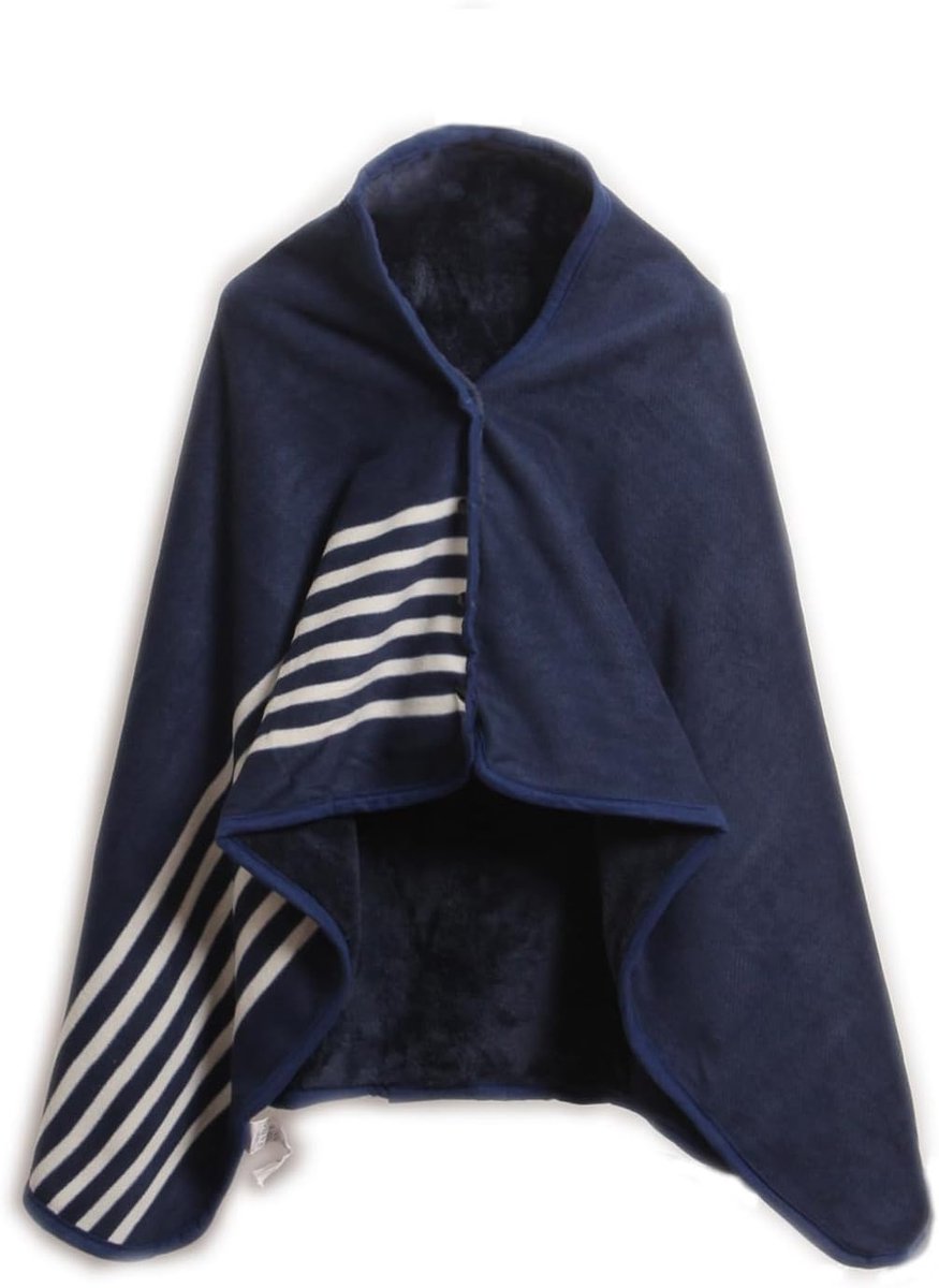 Draagbare Deken Flanel Plaid Poncho's Sjaal Zachte Pluche Winter Warme Gooi Knoppen Cape Tippet Dubbellaags Lap Comfortabele Wraps
