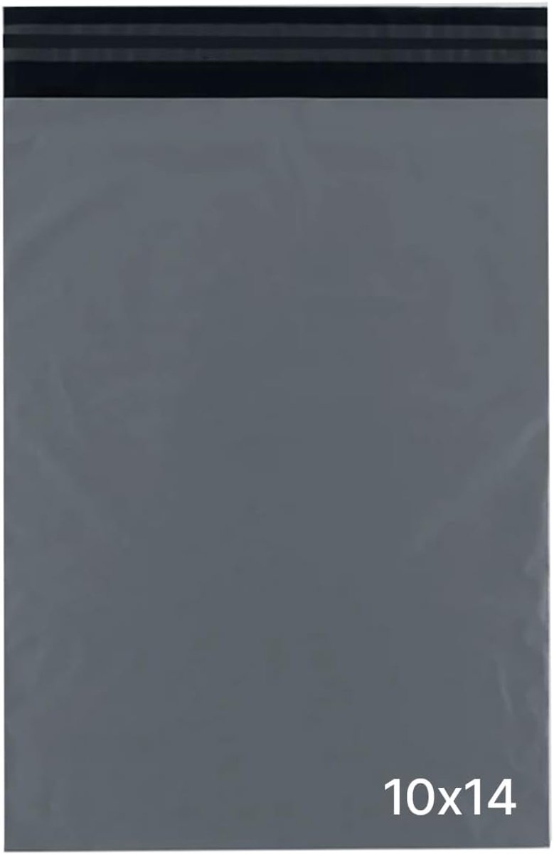 Delka Postzakken, duurzame grijze polymailerzakken, scheurbestendige verzendenveloppen voor kleding, documenten, sterke zelfklevende lijm, waterdicht en lichtgewicht (10x14, 50PK)